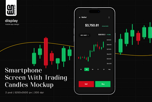 Smartphone Screen With Trading Candles Mockup