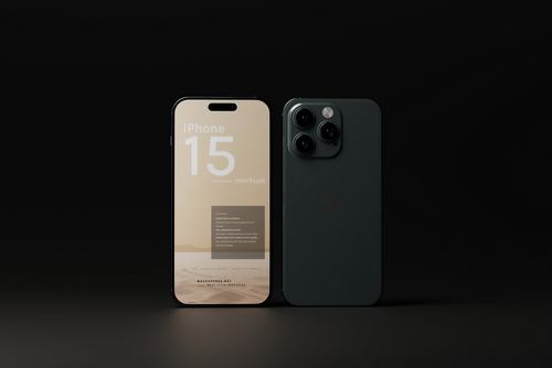 iPhone 15 Dark Background Mockups