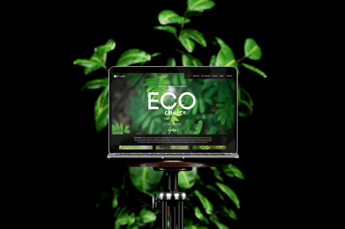 Laptop on Vintage Chair with Green Plant Mockup