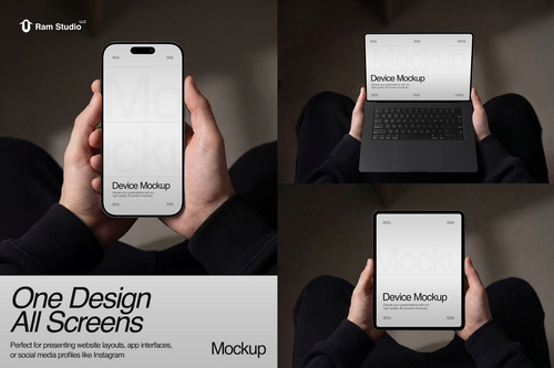 Hand Holding Device Mockup Scene