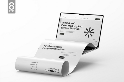 Laptop Long Scroll Screen Mockup