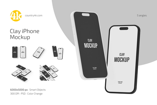 Clay iPhone Mockup Set