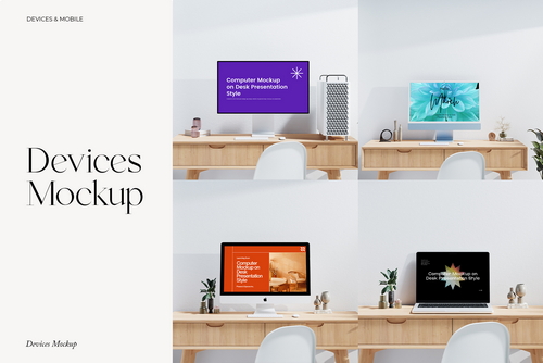 Devices Mockup on Desk Presentation Style