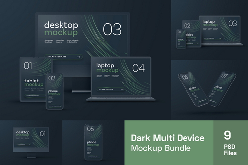 Dark Clay Multi Device Mockup Set