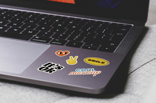 Laptop with Stickers Creation Mockups