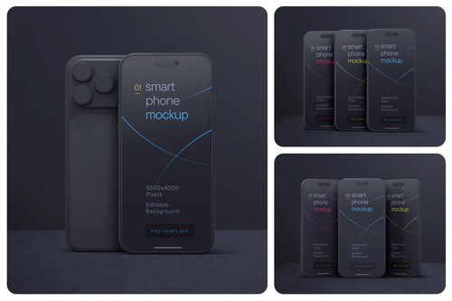 Dark Clay iPhone 17 Pro Mockup Set