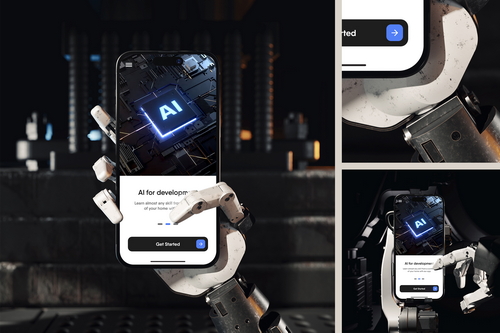 Phone Screen in Sci-Fi Scene Mockup