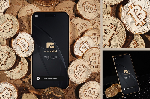 Smartphone with Gold Coins Mockup