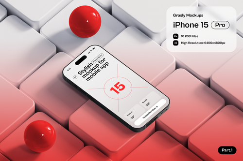 Grasly - iPhone 15 Mockups Part.1