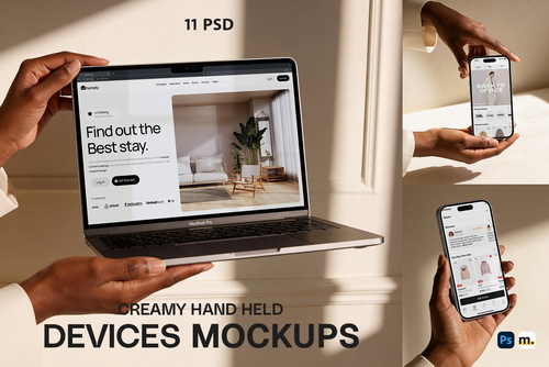 Hand Held Creamy Devices Mockups