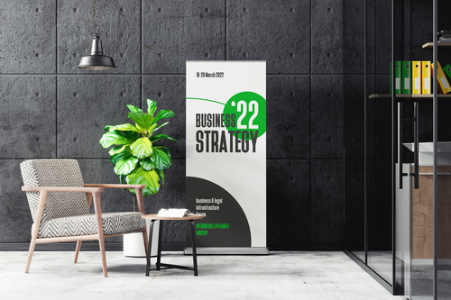 Advertising Interior Roll Up Banner Mockup