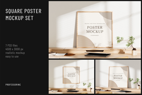 Square Poster Mockup Set