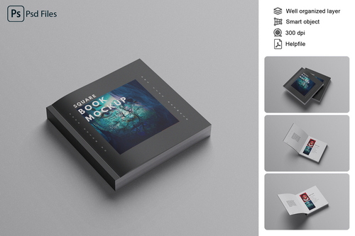 Square Book Mockup