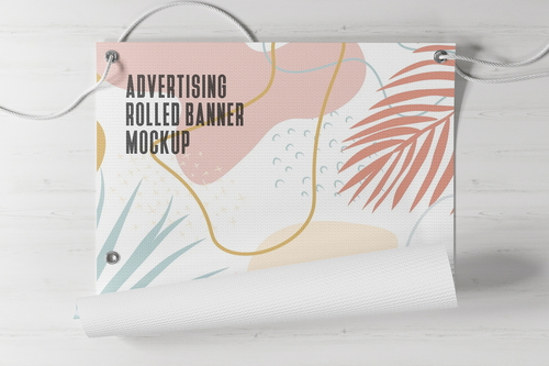 Advertising Rolled Banner Mockup