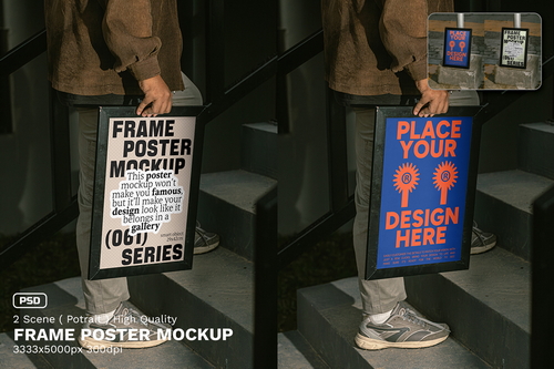 2 Realistic Scene High Quality Frame Poster Mockup - VOL 4