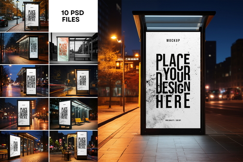 Bus Stop Poster Mockup Generated with AI