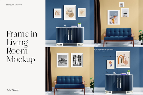 Frames in Living Room Mockup