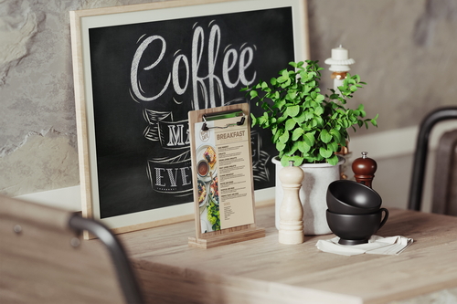 Vintage Cafe Poster Frame Mockup