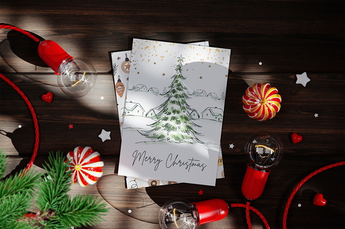 Christmas Holiday Greeting Card Mockup