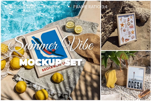 6 PSD Summer Poster Mockups