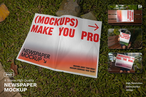 Realistic Scene Newspaper Mockup - VOL 2