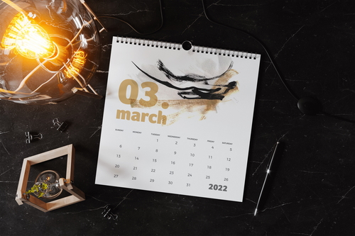 Square Spiral Binding Wall Calendar Mockup