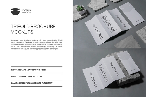 Minimalist Trifold Brochure Mockups Bundle