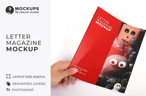 Letter Magazine in Hand Mockup