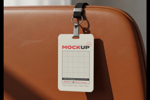 Id Card on Leather Chair Mockups