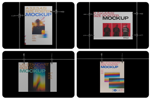 Poster Hanging Mockup Set