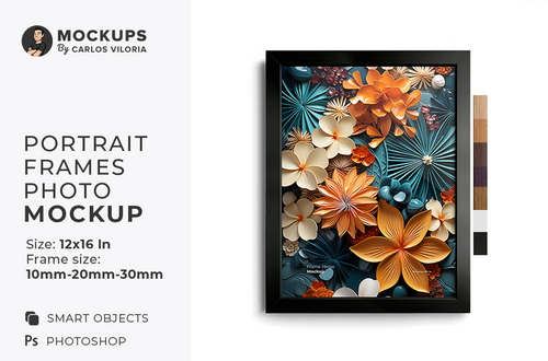 Front Portrait Frame Mockup &ndash; 12x16 In