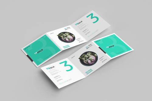 Square Brochur Mockups - Three Fold