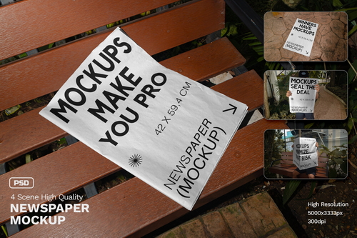 Realistic Scene Newspaper Mockup - VOL 1