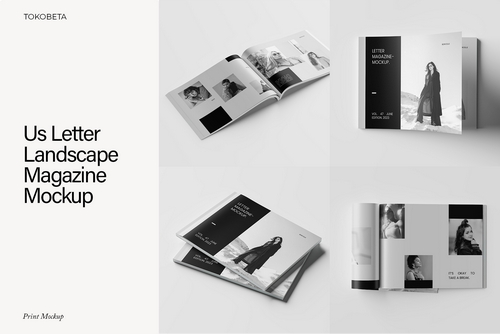 Us Letter Landscape Magazine Mockup