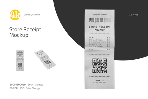 Store Receipt Mockup Set
