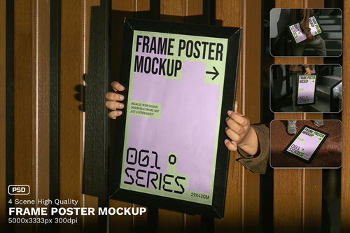 4 Realistic Scene High Quality Frame Poster Mockup - VOL 3