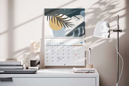 Spiral Wall Calendar Mockup