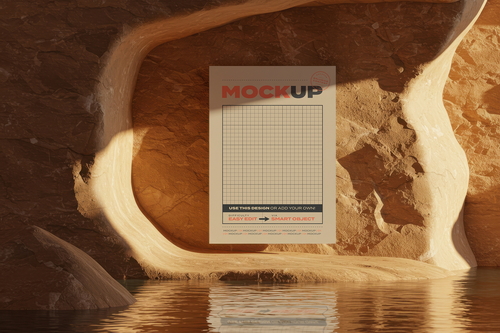 Poster Mockups on Natural Stone Cave