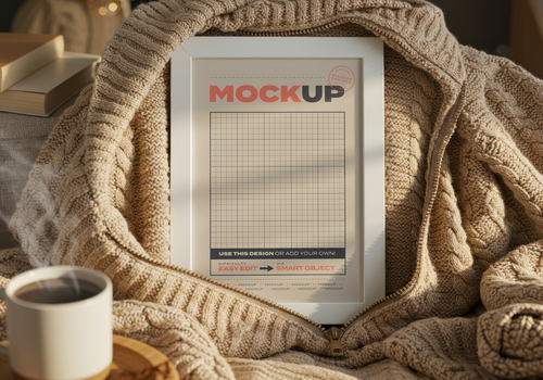 Frame Poster Mockups inside Cozy Wool Sweater