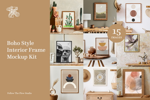 Boho Style Artwork Frame Mockup Kit