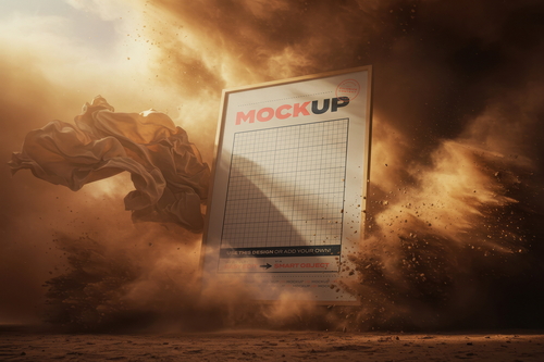 Poster Mockup on Tornado Sand Storm