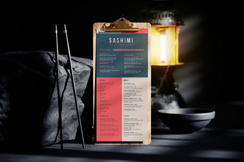 Wooden Menu Holder with Clip Mockup