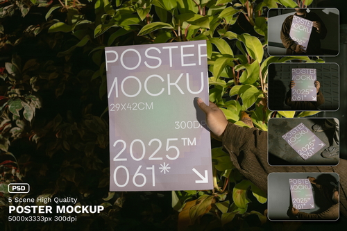 5 Realistic Scene High Quality Poster Mockup - VOL 1