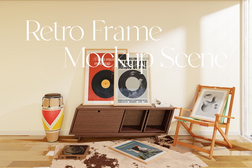 Retro Frame Mockup Scene