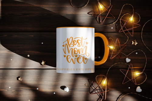 Ceramic Mug with Star String Lights Mockup