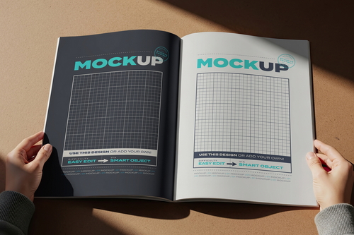 Open Magazine Brochure Mockups