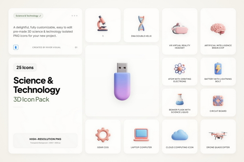 3D Science & Technology Icons