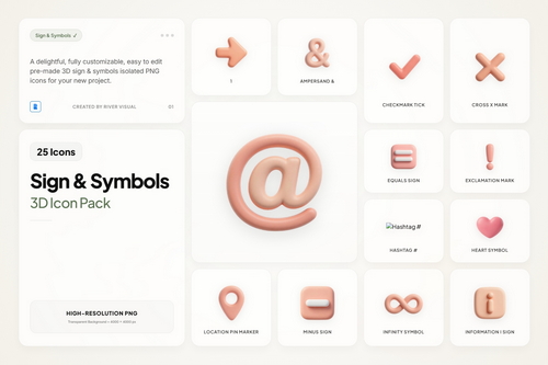 3D Sign & Symbols Icons