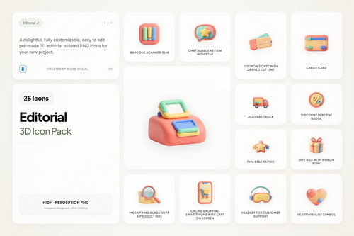 3D Editorial Icons