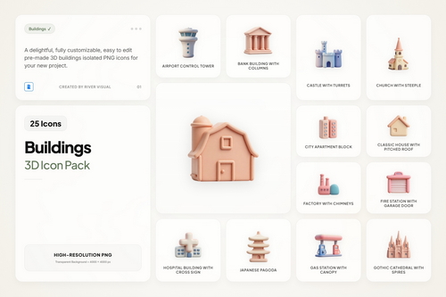 3D Building Icons